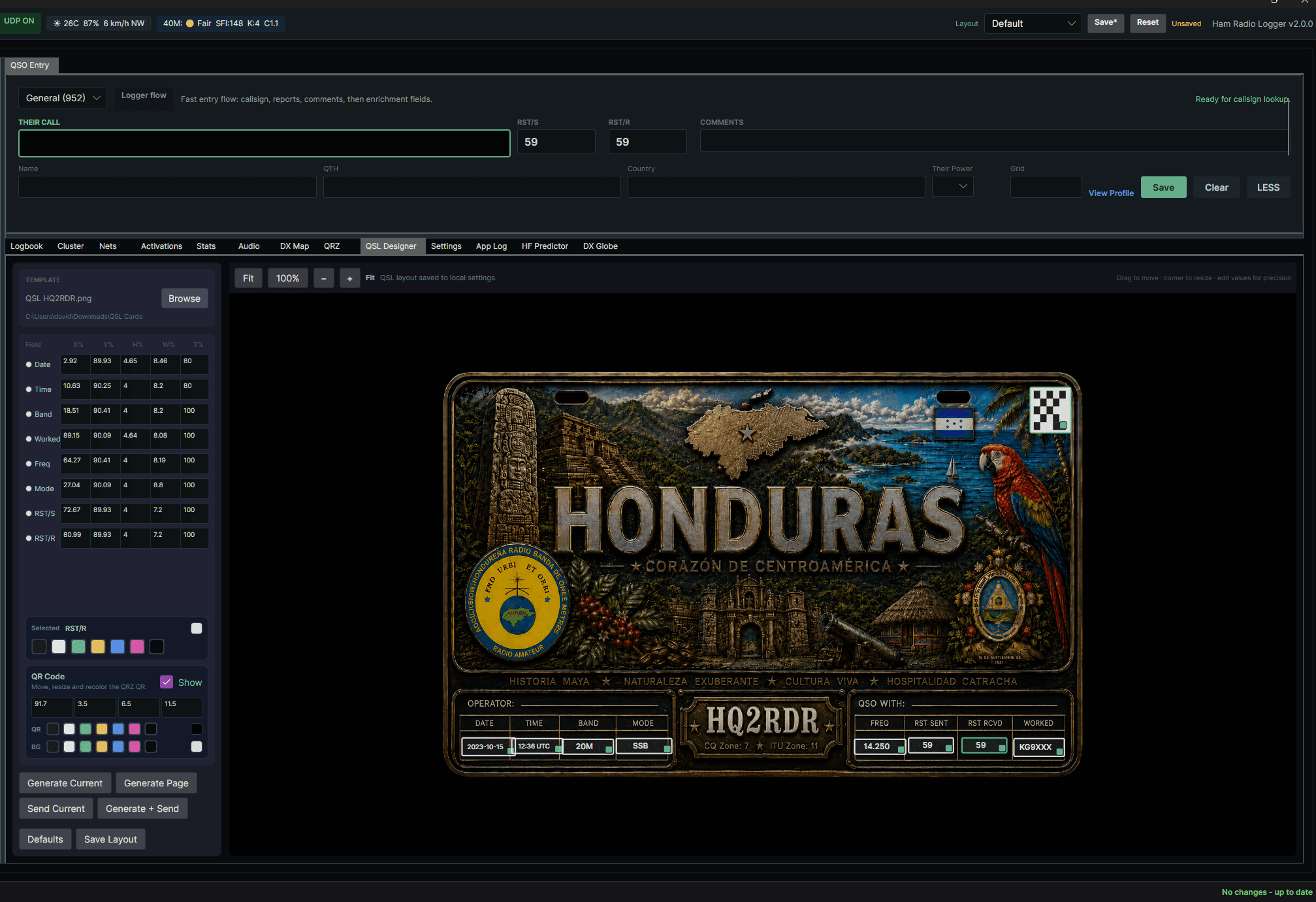 HQ2RDR Diseñador QSL screenshot